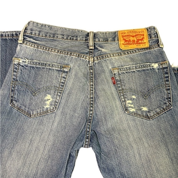 Levi Strauss 511 Slim Fit Straight Distressed Men's Jeans ~ Used ~ Size: 30X32 - Picture 6 of 15